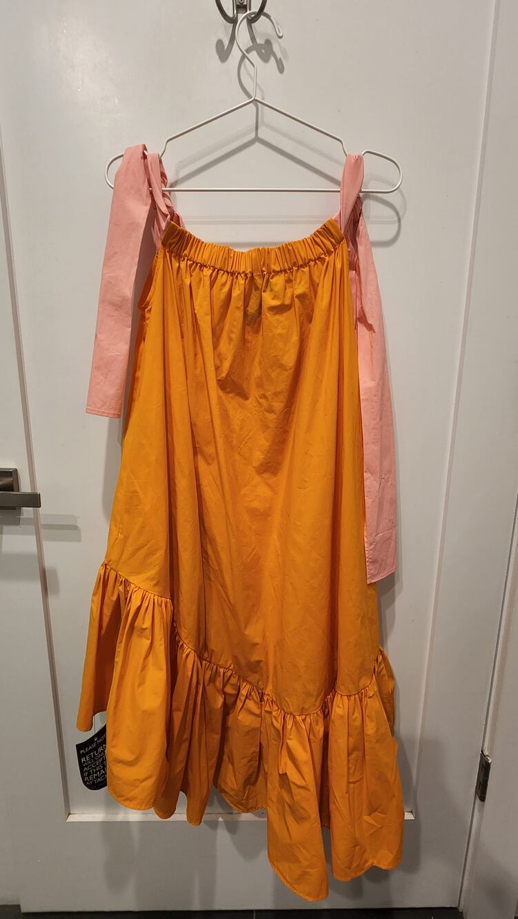 MSGM Taffeta High-Low Bow Dress.